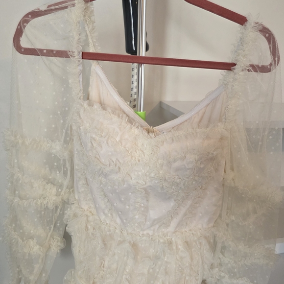 Catchall Ivory Swiss Dot Ruffle Tulle Midi Dress Romantic Cottagecore S - Picture 4 of 7